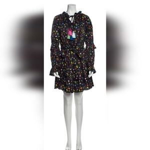 Cynthia Rowley Pink and Blue Ruffled Tie Front Sundress Medium